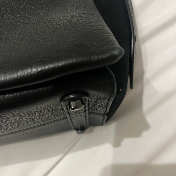 Coach Lane Black Leather and Suede Satchel Crossbody Handbag - Picture 8 of 16